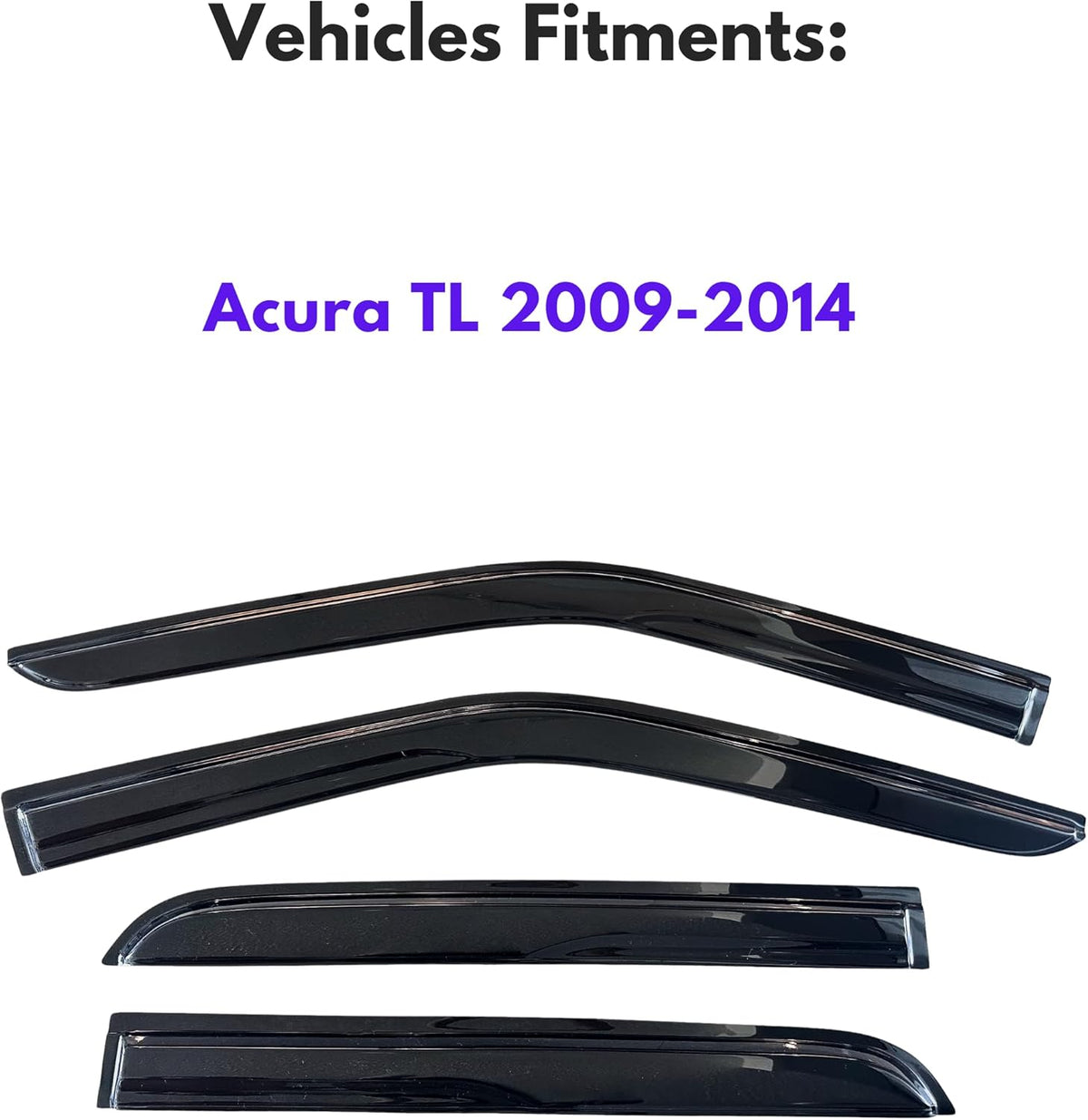 KPY Window Visor Compatible with Acura TL 2009-2014, 4PC Rain Guard Side Window Vent Deflectors Tape-On Mugen Style, 2009 2010 2011 2012 2013 2014