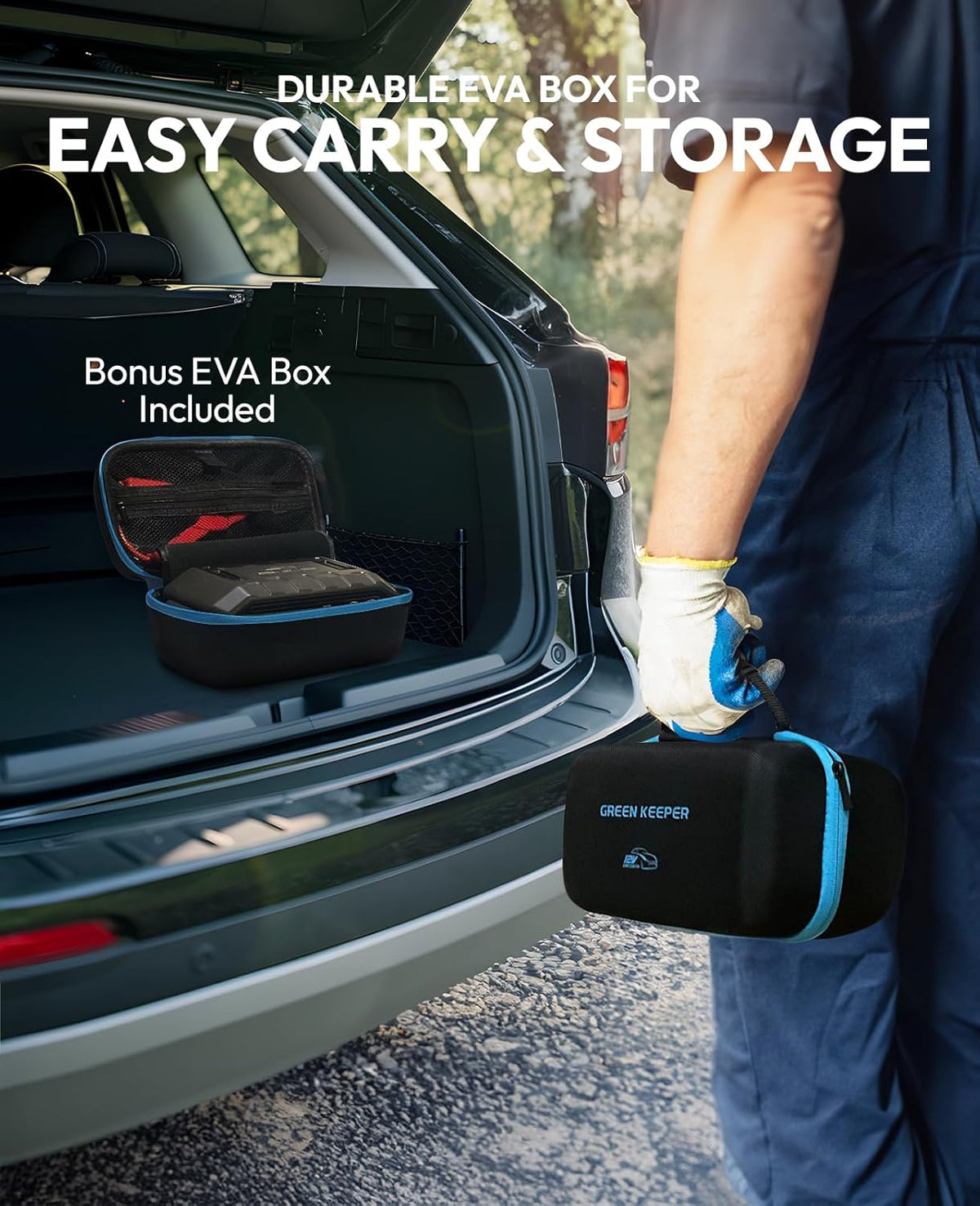 4000A Portable Car Jump Starter: 12V Battery Jumper Box Emergency Kits for 10.0L Car Truck, Auto Booster Start Pack, Fast Charger Power Bank with USB C Ports, LED Light, Smart Protection, GK-J1205