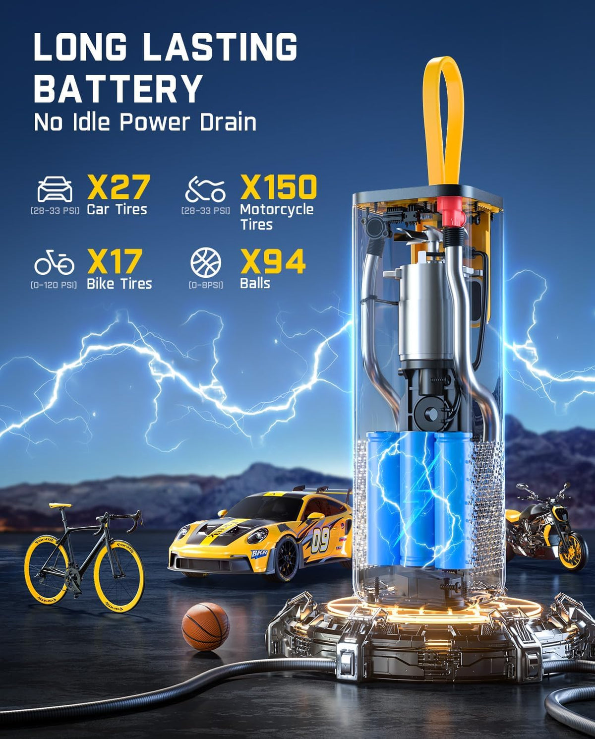 Fanttik X9 APEX Portable Air Compressor for Car Tires, 35s Fast Inflation, 150PSI Cordless Tire Inflator with Light and Power Bank, Suitable for SUV, Sedan, Motorcycle, Bike, Ball