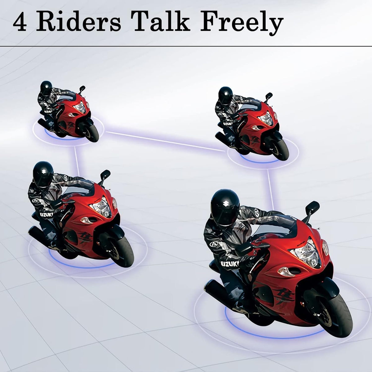 V4 Plus Motorcycle Bluetooth Helmet Intercom Headset, 4 Rides Group Communication System for Motorcycling Soccer Referees Skiing ATV/Off Road (4 Pack)