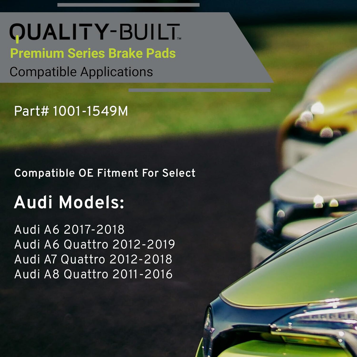 Premium Semi-Metallic Front Brake Pads (1001-1549M) Compatible with Audi A6 2017-2018, Audi A6 Quattro 2012-2019, Audi A7 Quattro 2012-2018, Audi A8 Quattro 2011-2016