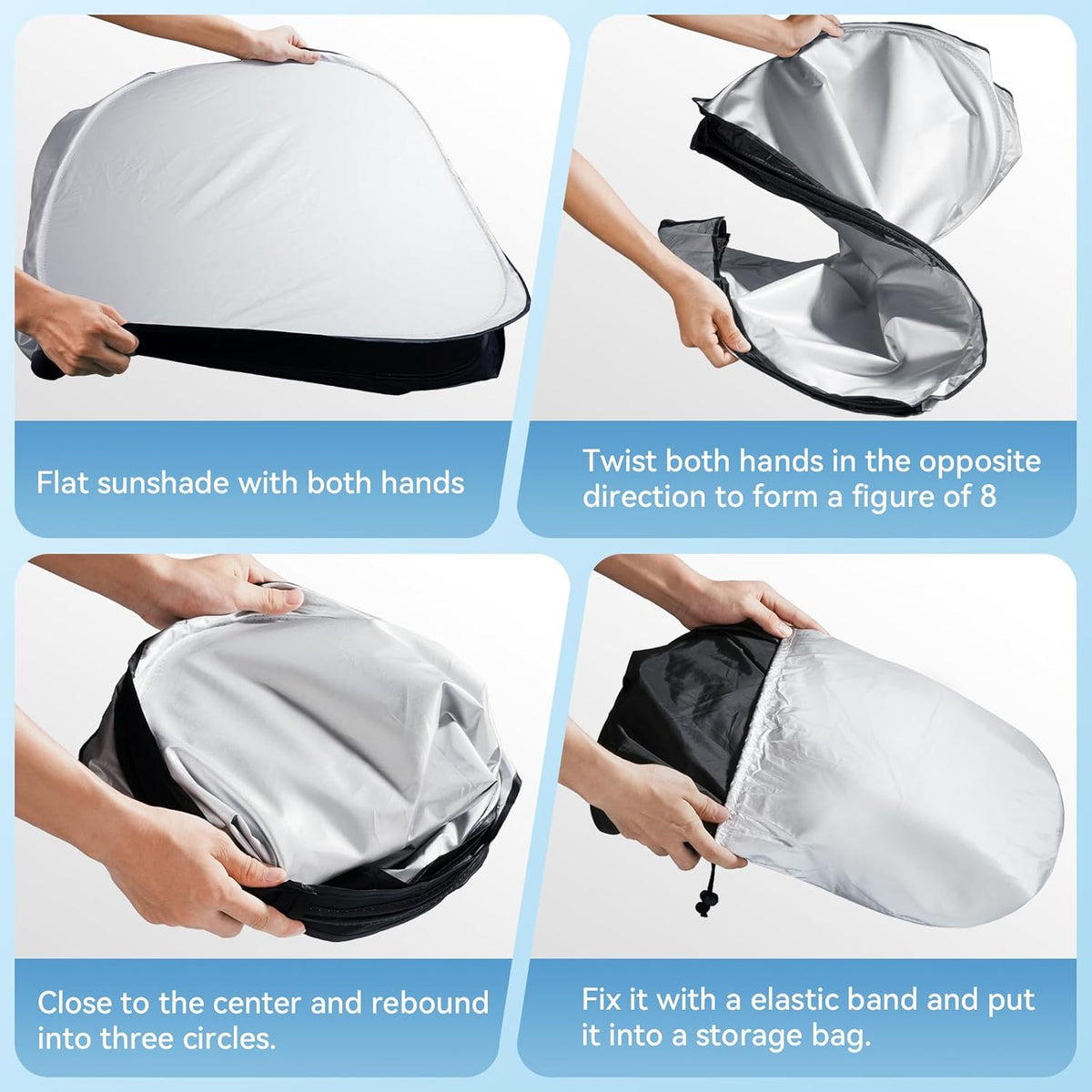Car Windshield Sun Shade, 300T Thickened Car Window Shades Heat Reflective Interior Cool, Universal Fit for Most Cars SUVs Trucks, Foldable & Portable Design (for Tesla Model 3/Y (57'' × 37''))