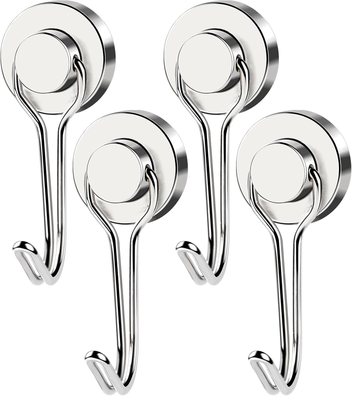 MIKEDE Magnetic Hooks, 40LB Strong Neodymium Magnet Hooks Heavy Duty, Magnetic Swivel Hooks for Hanging, Rust Proof Strong Magnets with Hook Magnetic Metal Hanger for Fridge, Toolbox - 4 Pack