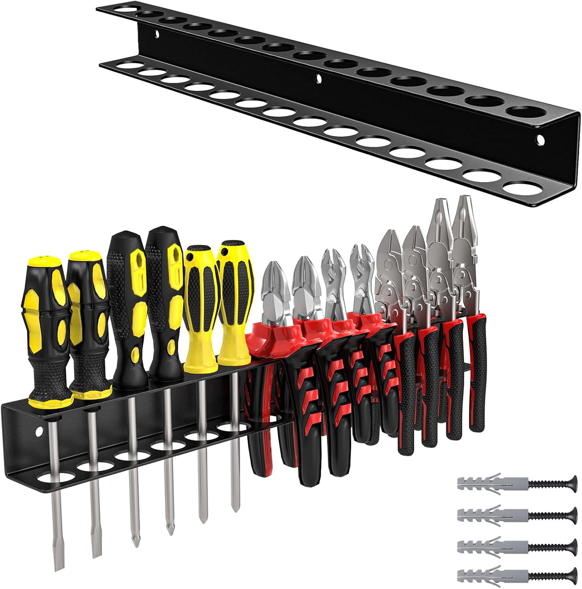 Screwdriver Plier Organizer Wall Mount,Screwdriver Rack,Metal Plier Holder Utility Tool Holder Organizers and Storage Rack for Garage Workshop Workbench Tool Chest Cart,1 PCS