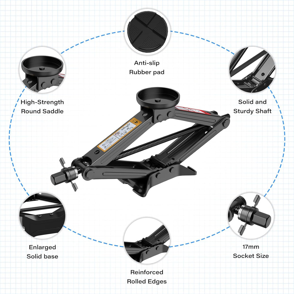 IMAYCC Car Jack Kit 2.5 Ton Scissor Jack Portable Car Jack and Stand Kit, Tire Changing Kit with Spare Tire Kit, Universal Jack Car Kit for Easy Tire Changes