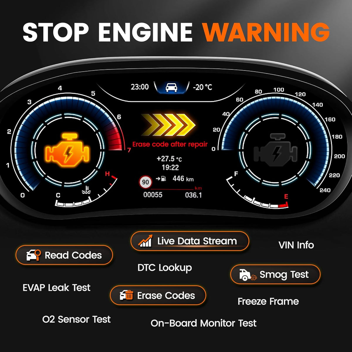 ANCEL AD530 PRO 2 in 1 OBD2 Scanner & Car Battery Tester, Car Scanner Diagnostic Tool with Live Data, 6V 12V Battery Checker with Charging/Cranking Test, Check Engine Code Reader for 1996+ Vehicles