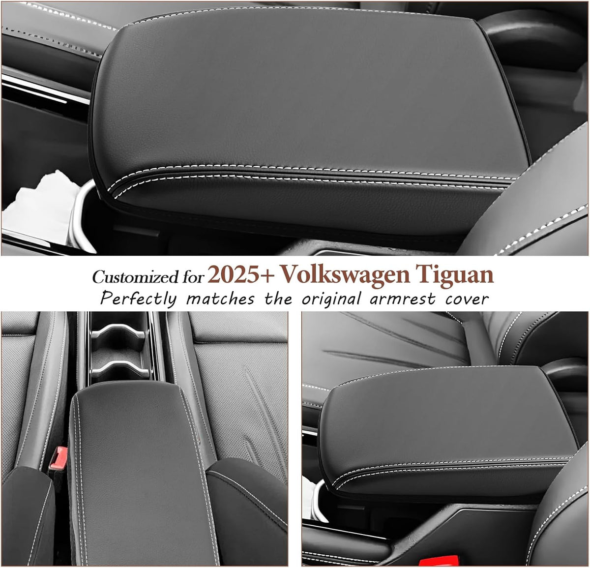 SKTU for 2025 VW Tiguan Center Console Cover for 2025+ Volkswagen Tiguan (S/SE/SE R-Line Black/SEL R-Line) Armrest Cover VW Tiguan 2025 Accessories 2025 Tiguan Center Console Cushion