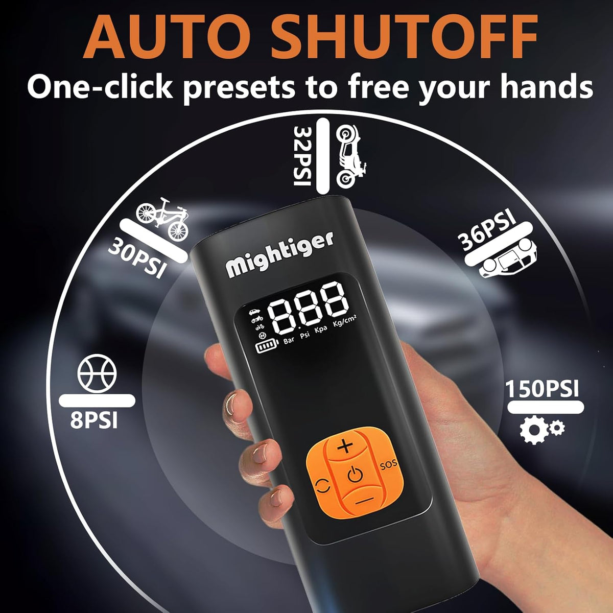 Tire Inflator Portable Air Compressor Cordless Mini Automatic Air Pump with Digital Pressure Gauge 150PSI 3X Fast Inflation and Auto Shutoff SOS Light Tires Pump for Car (Black)