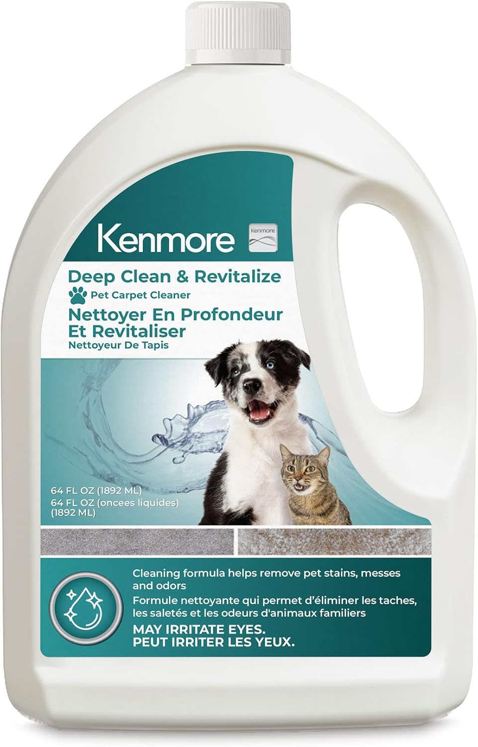 Kenmore KS1010 Deep Clean & Revitalize Pet Carpet Spot Cleaner Formula, 64 Oz for Carpet, Rugs, and Upholstery, Eliminates Pet Stains, Messes and Odors
