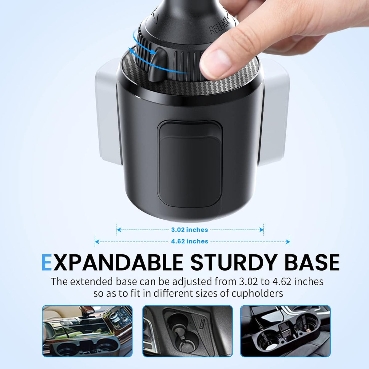 APPS2Car Car Cup Phone Holder Wireless Charger with QC 3.0 Adapter, 15 Watt Qi Fast Charging, Compatible with iPhone 11/12/13/14/15/16/Pro/Max/Plus and Universal All Models Phone Holder