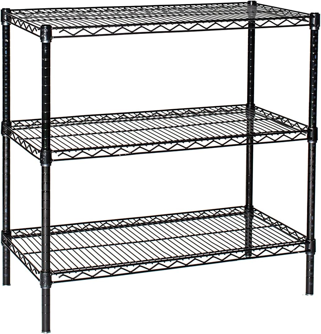 Omega 14" Deep x 30" Wide x 74" High 3 Tier Black Starter Shelving Unit