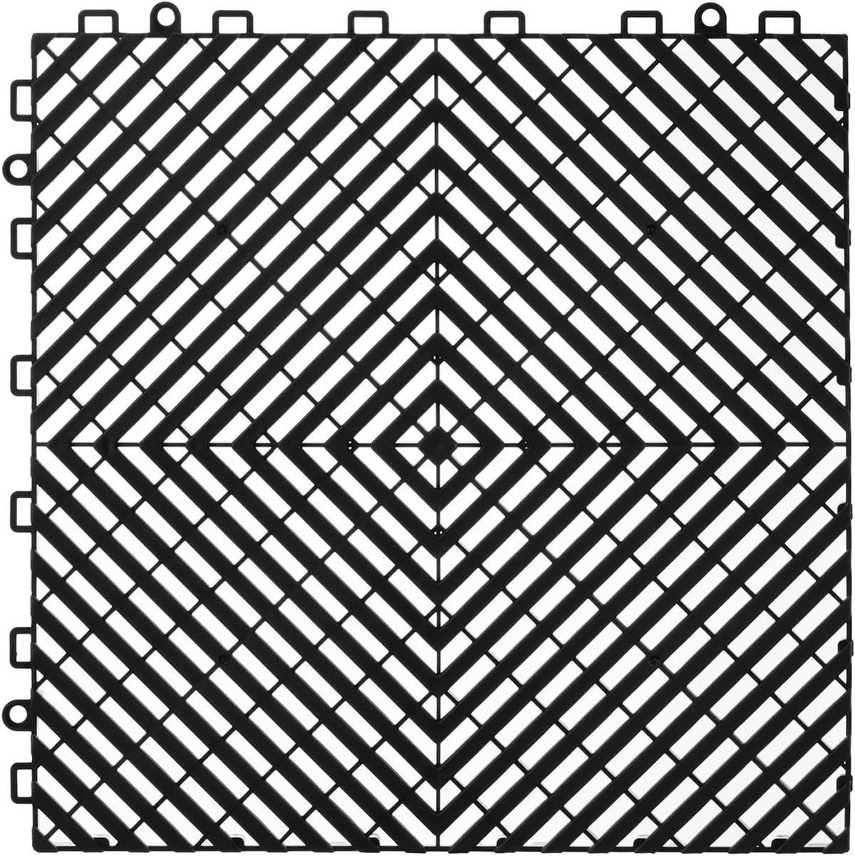VEVOR Interlocking Drainage Mat, 12” x 12” Modular Interlocking Cushion, 50 Pcs Splicing Drainage Mats, Non-Slip Black PP Drainage Floor Tile and Shower Mat, for Garage, Garden, Kitchen & Outdoor