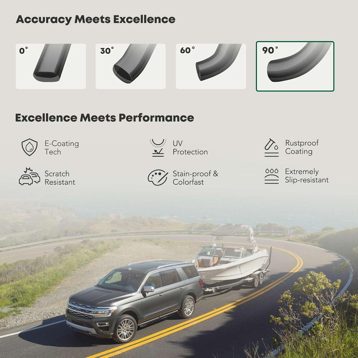 YHTAUTO 4 Inch Running Boards Side Steps Fit Chevy Silverado & GMC Sierra 1500/1500LTD/2500 HD/3500 HD 19-24, Standard/Regular Cab, Oval Bent Ends Carbon Steel Black Powder, Truck Cab Side Step Rails