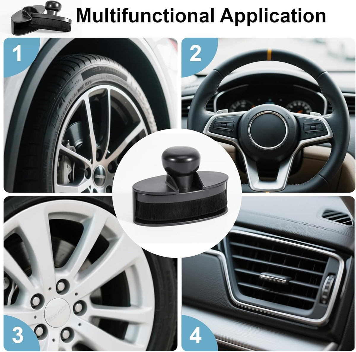 UNIMEIX Tire Shine Applicator Brush Large Vegan Oval Tire Shine Brush with Storage Stand for Vehicles Tire Shine Polish Wax and Car Wash