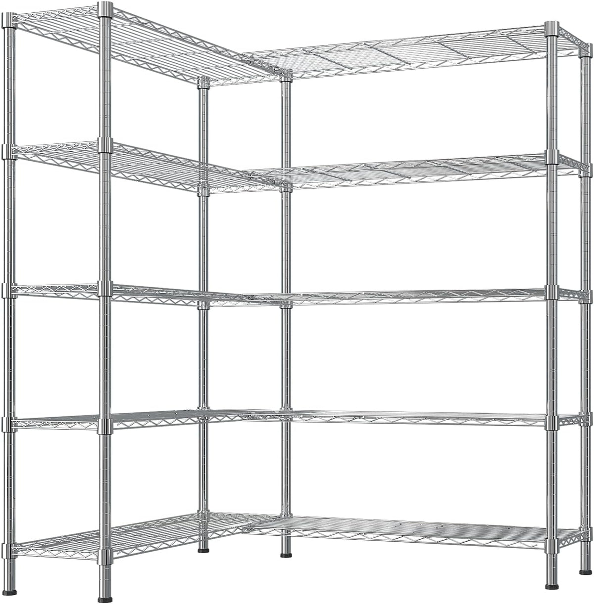 VINGLI 5 Tier Storage Shelves 1430LBS Heavy Duty Metal Shelving, Upgraded 58" W Garage Shelving Unit, Adjustable Wire Shelf for Storage Rack Commercial Pantry Shelf Organizer, 58" W × 13.8" D × 71" H