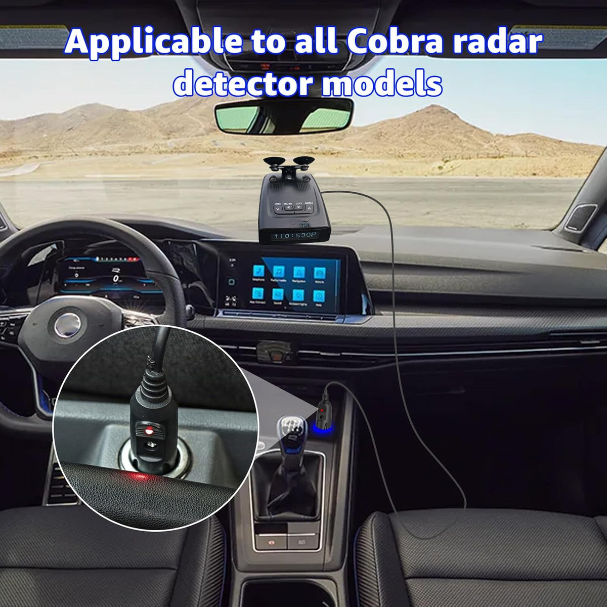 Radar Detector Power Cord 6.6ft for Cobra Rad480i 250 350 450 500g 950 Xrs9955 Spx955 Spx5500 Spx6655 Esd9275 Esd9110 Esd7570 Rad450 Xrs9845 Xrs9880 etc