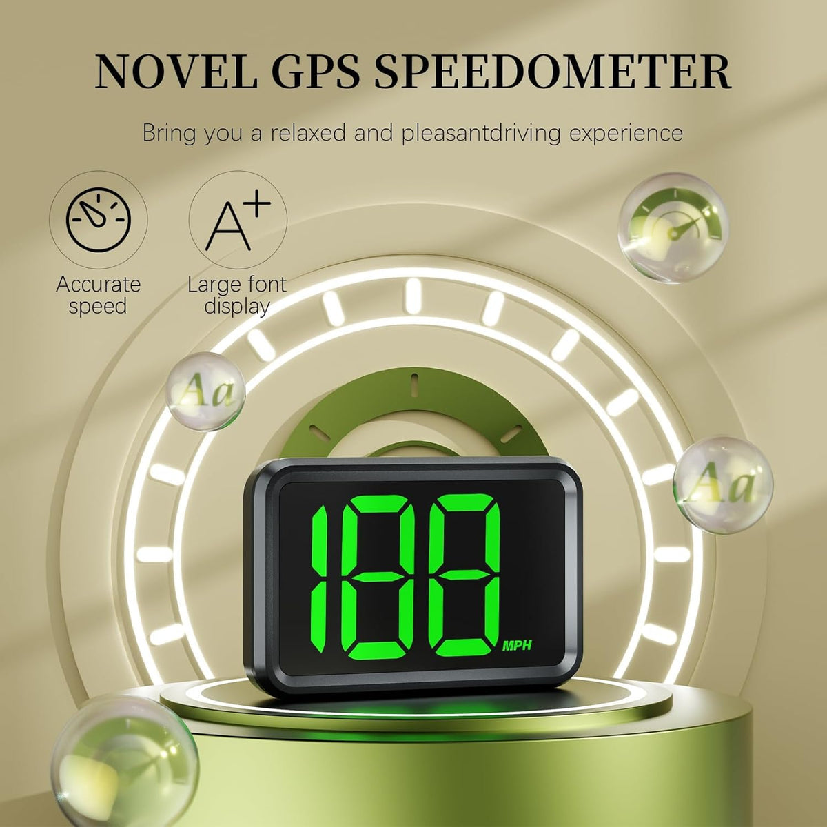 GPS Digital Speed Meter with MPH, Car Head Up Display for All Cars, USB Cable Plug & Play (X1-Green-New)
