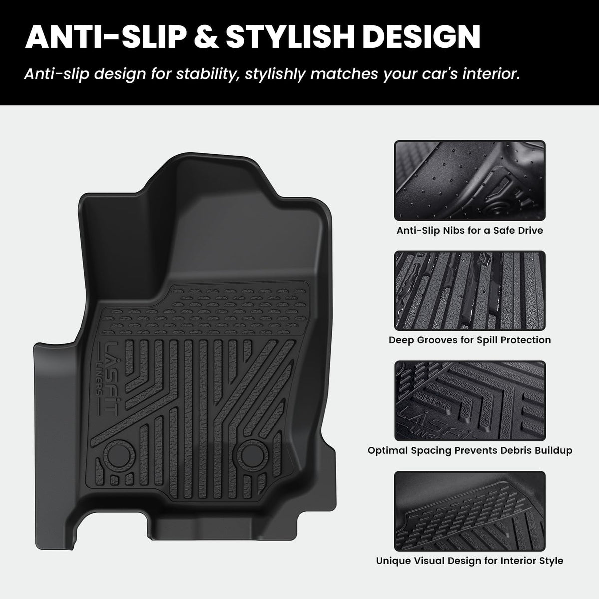 LASFIT Floor Mats&Trunk Mat with Backrest Mat for Toyota 4Runner 2025-2026(Only Fit 7 Seats), All Weather TPE Custom Fit Floor Liner for 4Runner SR5/TRD/Limited 6th gen Front&Rear 4 Runner Car Mats