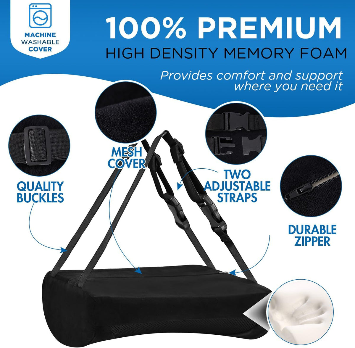 Lumbar Support Pillow for Office Chair Car, Gaming Chair Lower Back Pain Relief Memory Foam Cushion with 3D Mesh Cover Ergonomic Orthopedic Back Rest Lower Back Support