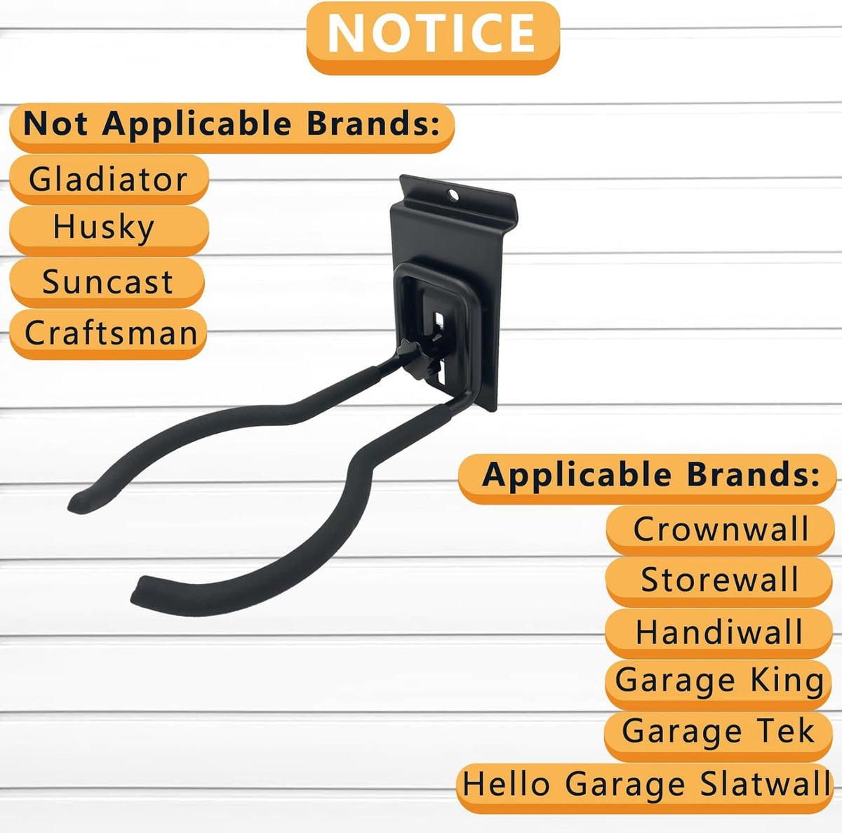 Adjustable Slatwall Hooks, Lockable Slatwall Weedeater Hanger, String Trimmer Hanger, Power Tool Hanger for slatwall Accessories, Utility Hooks for Garage Storage 8"" 4 Pcs, Black