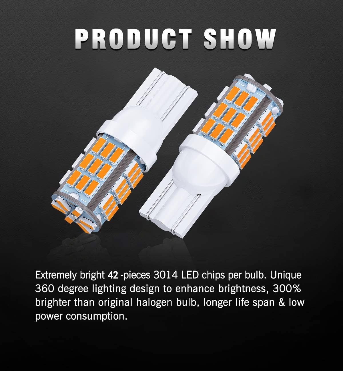 T10 921 194 168 LED Bulbs Warm White 20-Packs, Super Bright 3014 42-SMD LED Replacement 12 Volt RV Camper Trailer Boat Trunk Interior Dome Map License Lights, Backup Reverse Lights