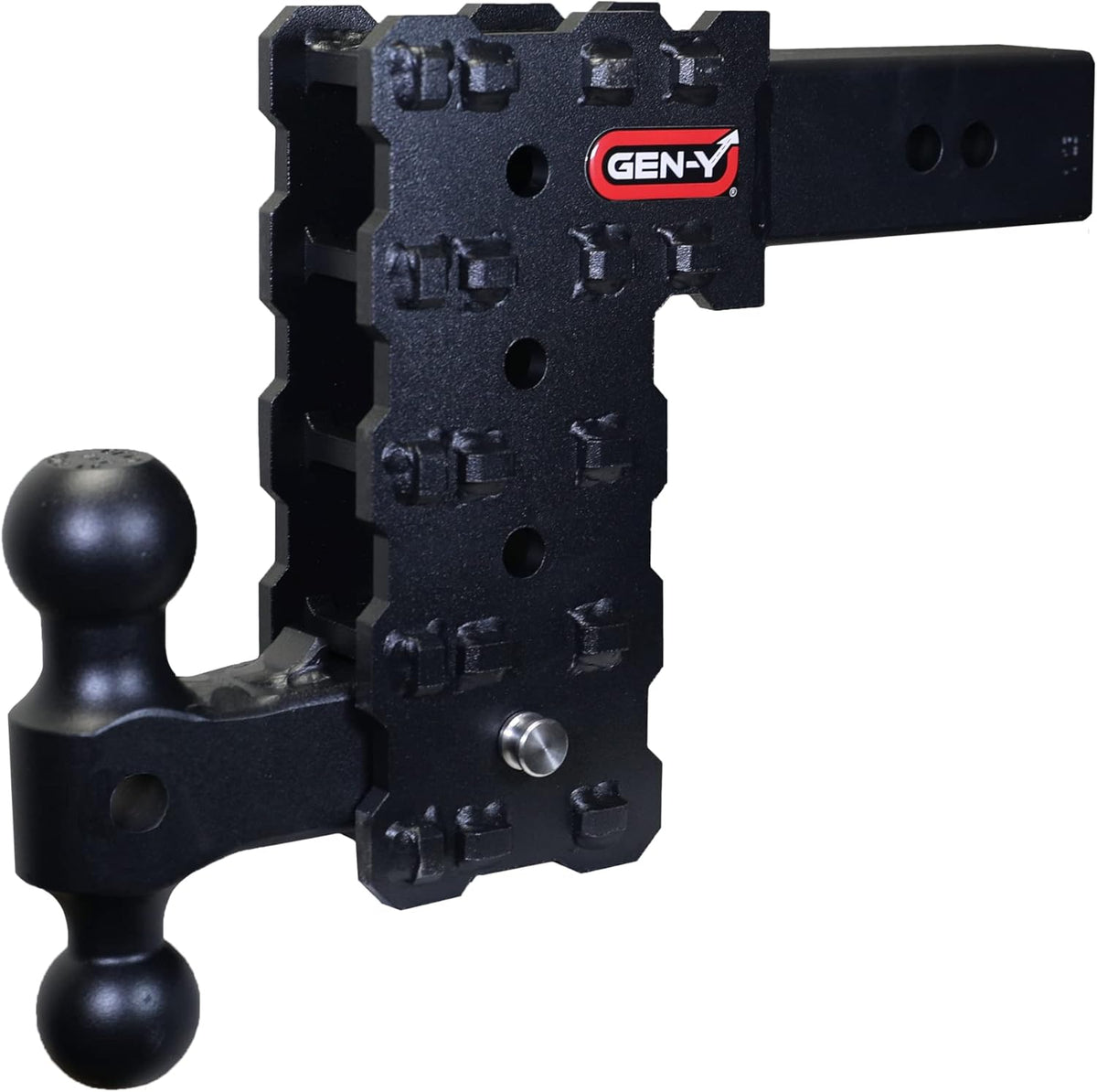 GEN-Y Hitch Solid Shank Adjustable Tow Hitch with Dual-Ball for 2.5" Receiver - 7.5" Drop - 16,000 LB Towing Capacity - 1,600 LB Tongue Weight - Black