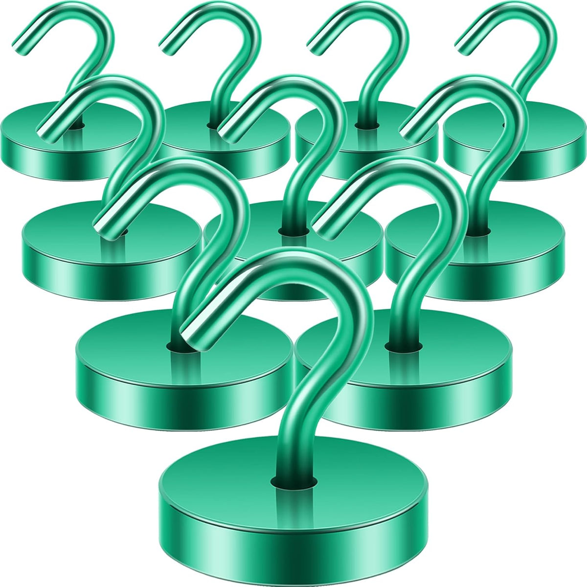 Neosmuk Magnetic Hooks, Cruise Ship Essentials, 120lb+ Heavy Duty Magnetic Hooks for Cruise Cabins, Refrigerator, Grill, Hanging, and Travel | Extra Strong Must-Haves Magnet Hook,Green, Pack of 10