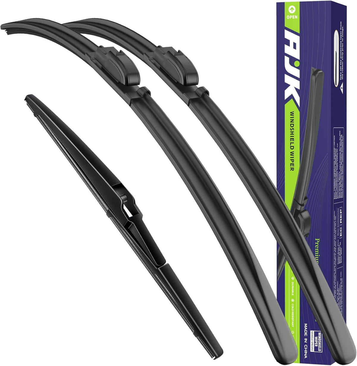 AJK Wiper Blades for Jeep Cherokee 2014 2015 2016 2017 2018 2019 2020 2021 2022 2023, 2 Piece All Weather OEM Quality Automotive Replacement Windshield Wiper Blades for My Car