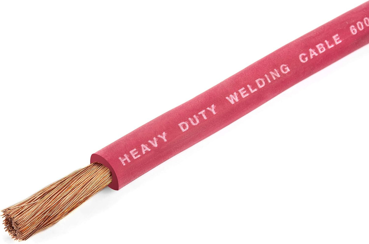 EWCS 2 Gauge Premium Extra Flexible Welding Cable 600 Volt - Red - 20 Feet - Made in The USA