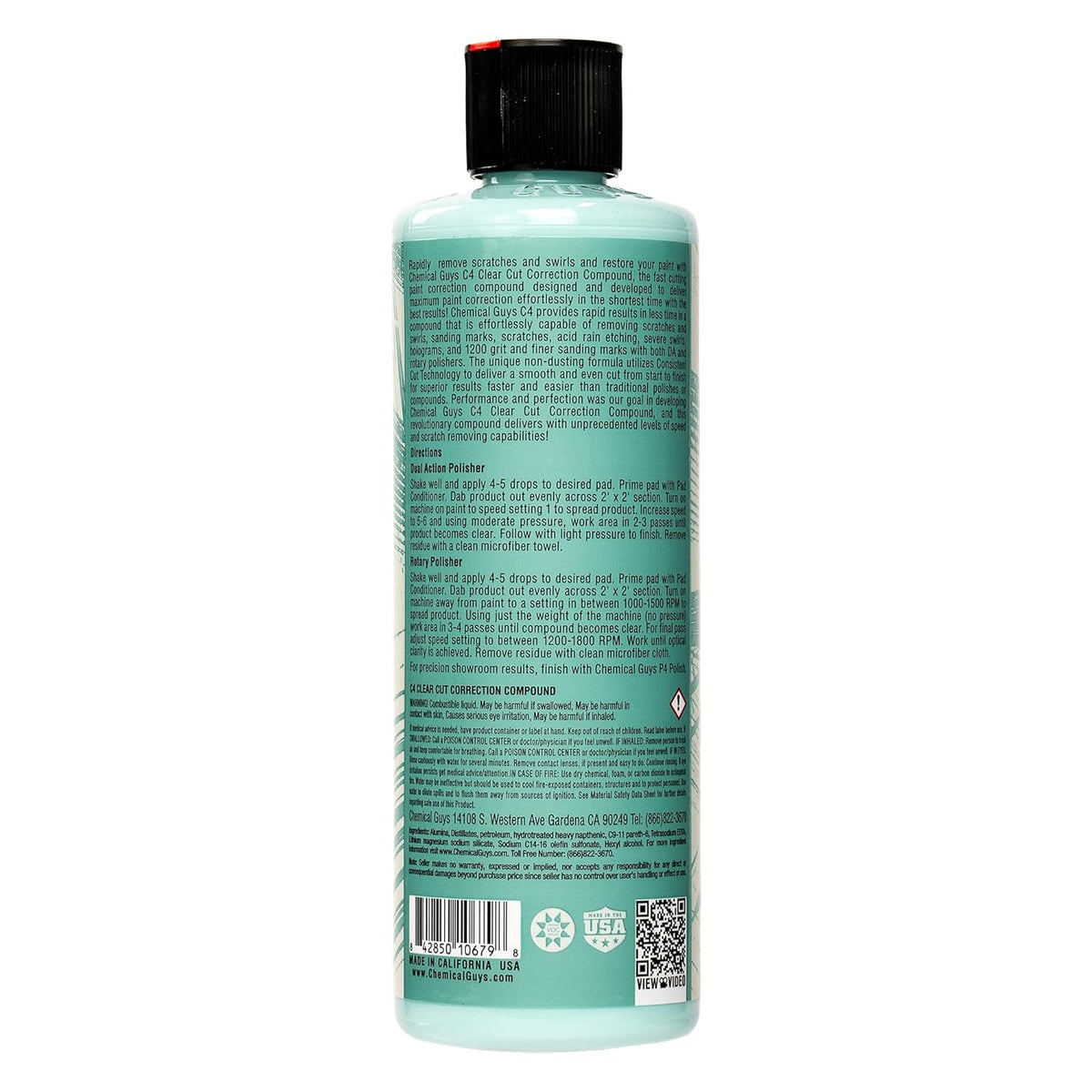 Chemical Guys GAP11616 C4 Clear Cut Correction Compound (Paint Correction - Fixes Scratches, Swirls & Holograms), 16 oz.