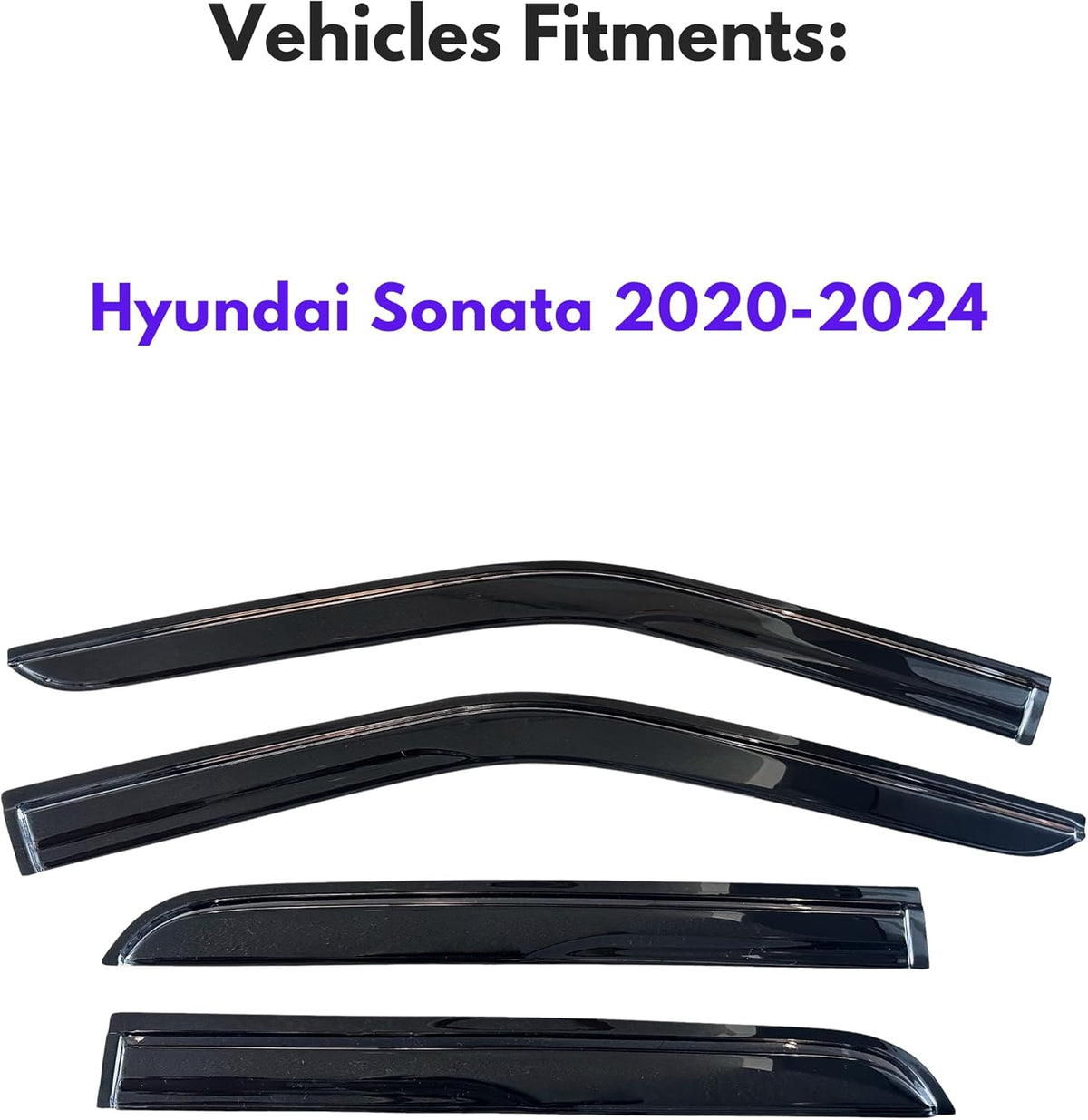 KPY Window Visor Compatible with Hyundai Sonata 2020-2024, 4PC Rain Guard Side Window Vent Deflectors Tape-On Mugen Style, 2020 2021 2022 2023 2024