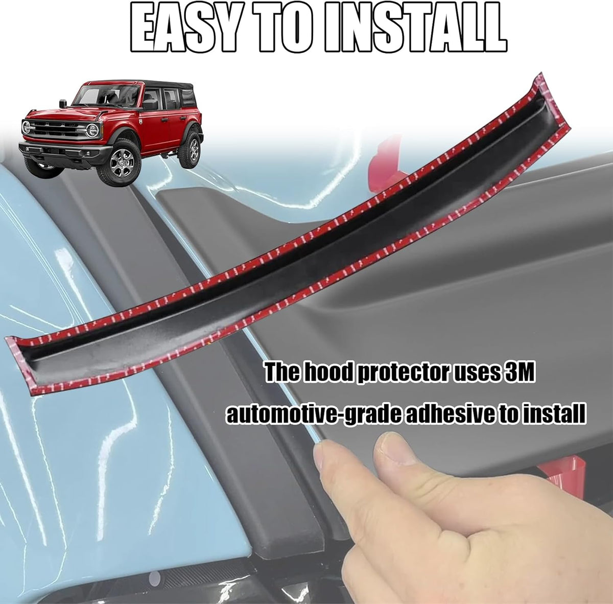 Hood Deflector Hood Protector Compatible with Ford Bronco 2/4 2024 2023 2022 2021 Matte Black Hood Protector Bug Deflector Stone Guard(Not for Bronco Sports)