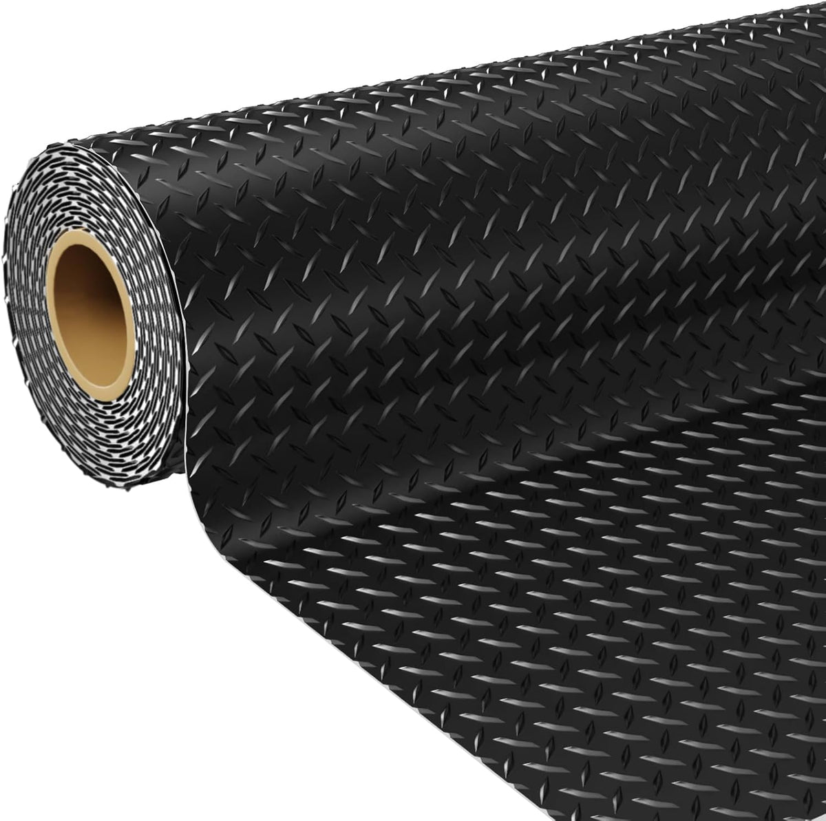 7.5x25 FT Garage Floor Mat, 2.8mm Thicked Flooring Roll 188 sqft Diamond Plate PVC Rubber Trailer Mat, Non-Slip Floor Protector Mat for Garage Warehouse Gyms Boats