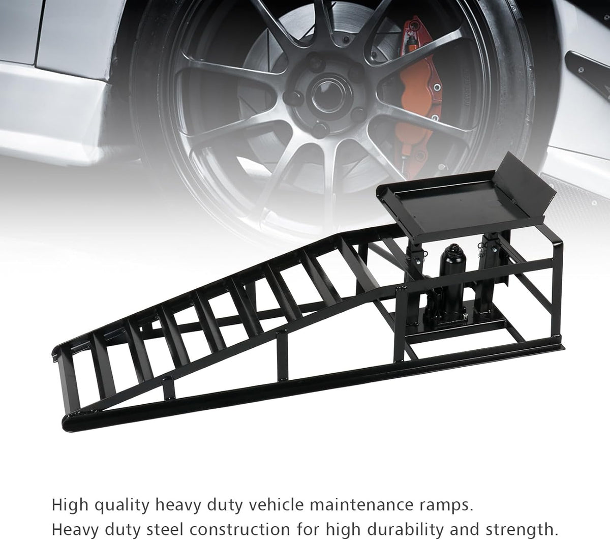 5 Ton 2 Pack Hydraulic Car Ramp Elevator 10000 Lbs for Auto Car Truck Trailer Garage Service Vehicle Ramp Lift Jack Hydraulic Lift (Black)