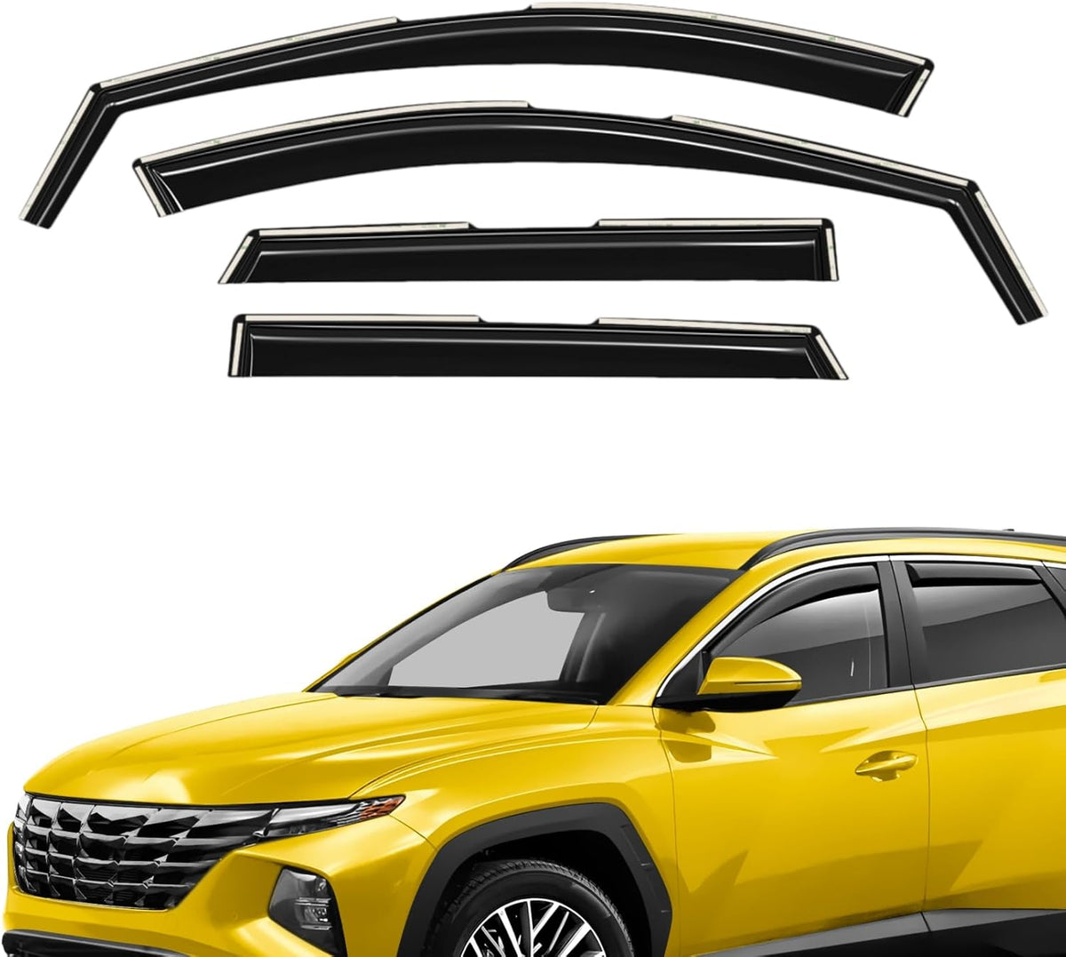 Extra Durable Window Deflectors in-Channel Window Visors Rain Guards Fit for Hyundai Tucson 2022-2025, Sun Visors, Wind Vent for Shades, Exterior Car Accessories - 4pcs. AG0943
