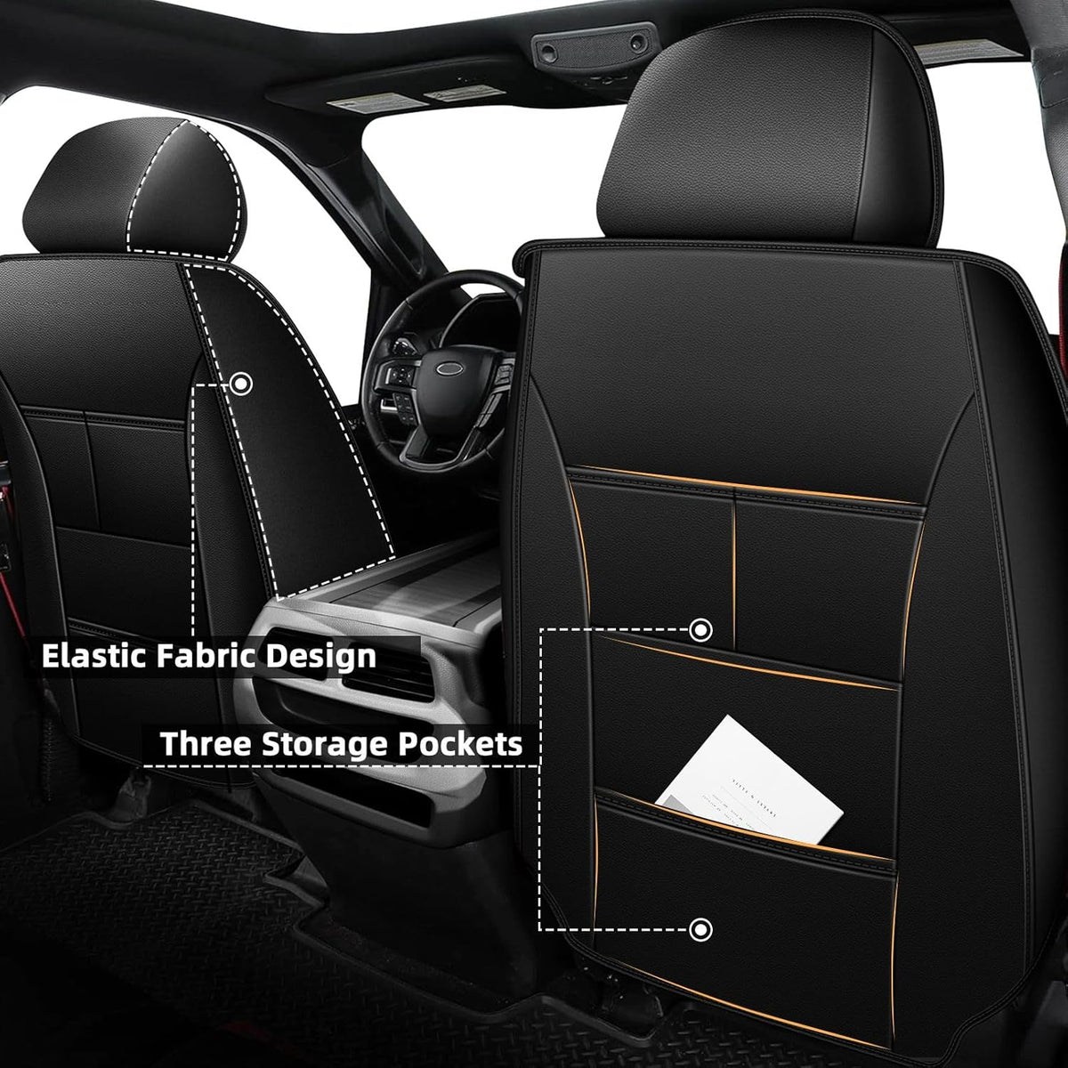 Seat Covers Fit for Honda Ridgeline 2006-2024 2025: Crew Cab 5 Seats Car Seat Covers Faux Leather Truck Pickup Seat Cushion Protector - Front Seats Without Armrests(Full Set, Redline)