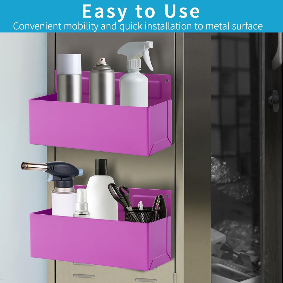 Magnetic Aerosol Spray Can Holder, Magnet Toolbox Bottle Holder, Tool Box Storage Rack for Garage and Home, Craft Workspace, Mechanic Paint Bottle Can Organizer, Pink, 3"x8.3"