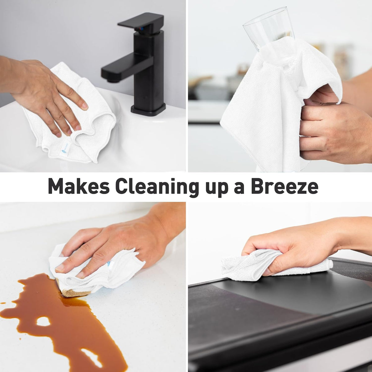 White Microfiber Cleaning Cloth 13"x13", Ultra Soft Absorbent Microfiber Cleaning Rags for Housekeeping Cleaning Supplies, Lint Free Reusable Cleaning Cloths for House Washable, Pack of 12