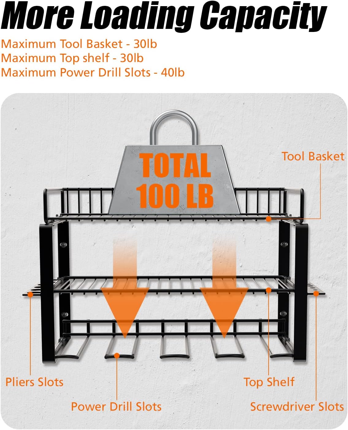 Power Tool Organizer Holder - Wall Mount Style for Power Tool Drill as Heavy Duty Tool Shelf & Tool Rack with Compact Packed with Color Box, Great Gift for Man