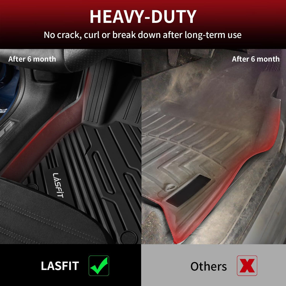 LASFIT Floor Mats for Ford Bronco Sport 2025 2024 2023 2022 2021 Carpeted Floor All Weather Protector Custom Fit TPE Car Liners, 1st & 2nd Row 3pcs Black