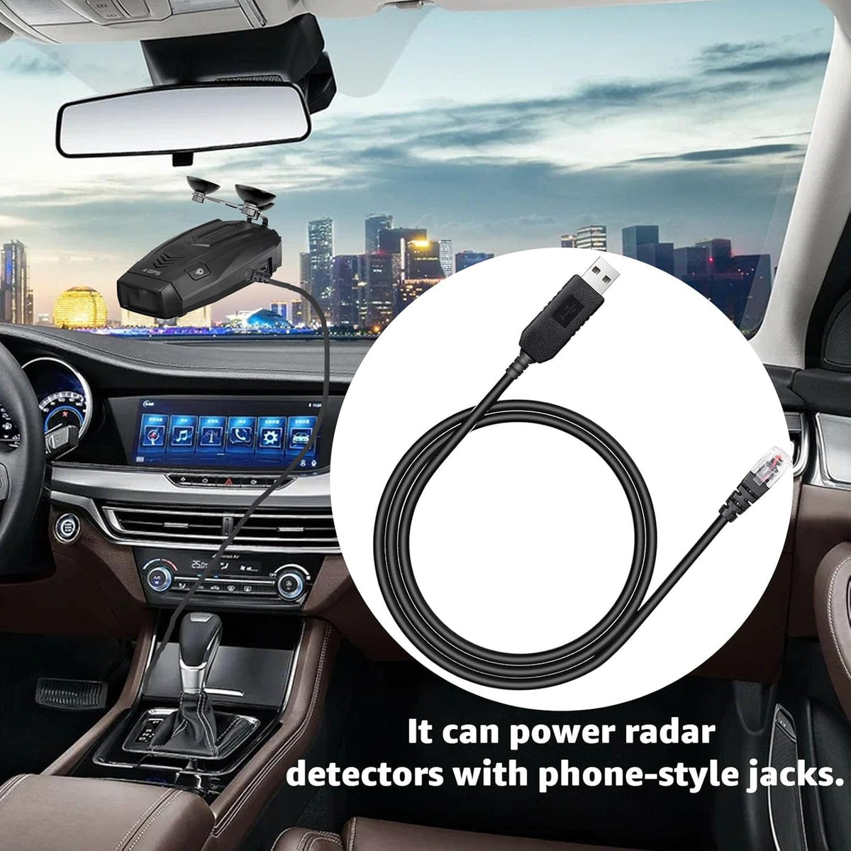 3.3Ft Radar Detector Cable - USB to RJ11 Plug Cable for Escort Radenso XP Uniden Beltronics Cobra Whistler - Premium Replacement Power Cord for Radar Detectors - Durable USB to RJ11 Connection