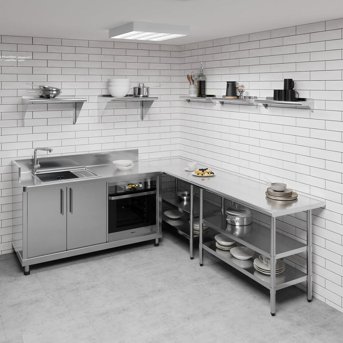AmGood 24" Long X 6" Deep Stainless Steel Wall Shelf | NSF Certified | Appliance & Equipment Metal Shelving | Kitchen, Restaurant, Garage, Laundry, Utility Room