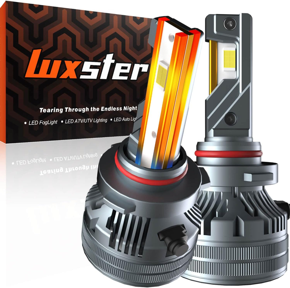 LUXSTER | Punisher 9006 HB4 LED Bulbs, 40000LM Ultra Bright, Triple Copper Pipes Cooling Tech(Unique), Plug-N-Play Installation, Foglight Bulbs, 6000K Pure White, IP68 Waterproof, Pack of 2