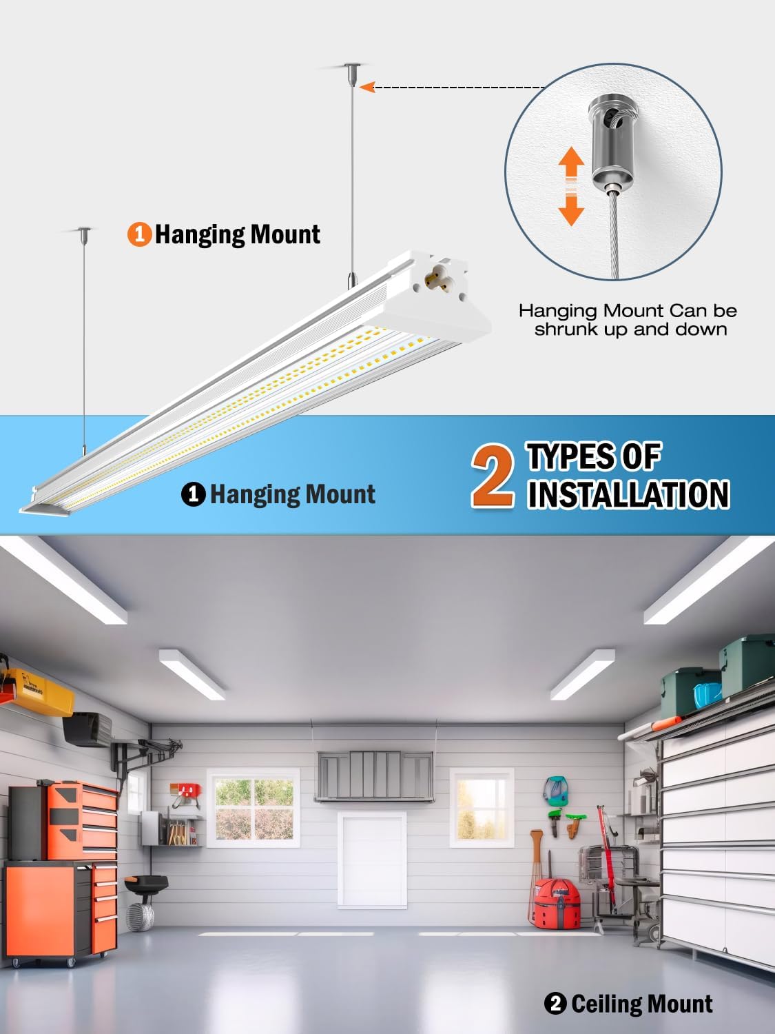 Upgrade Hanging | Surface Mount 4' Led Shop Lights for Workshop 4FT 10pack, Super Bright 10000LM 5000K 60W Linkable 4FT Led Shop Light for Workshop Garage Factory Warehouse Shop Workbench