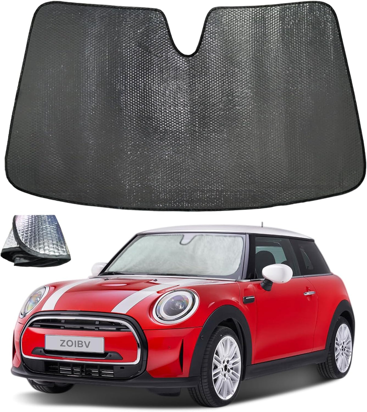 Windshield Sun Shade for BMW Mini Cooper F55 2015-2024 - 5-Layer Bubble Foldable Front Window Shade Sun Visor Accessories - Blocks Heat & UV Rays