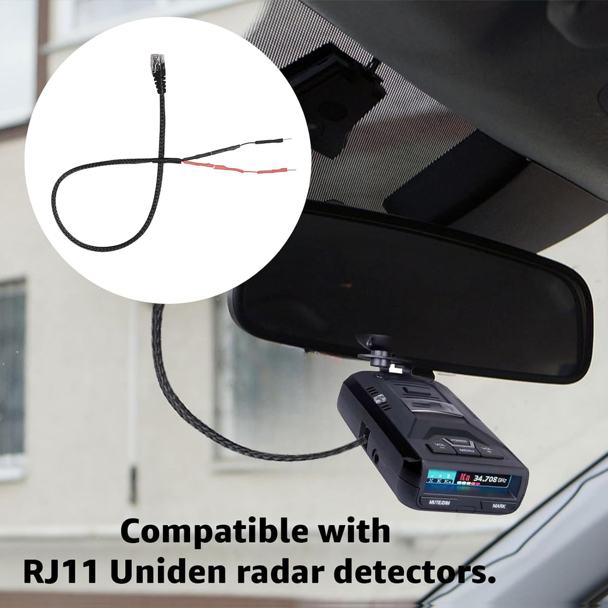 RJ11 Power Cord Compatible with Uniden Radar Mirror Wire Detectors,Model (3005201U) Fits R1 R3 R4 R7 R8 (3 Pack)