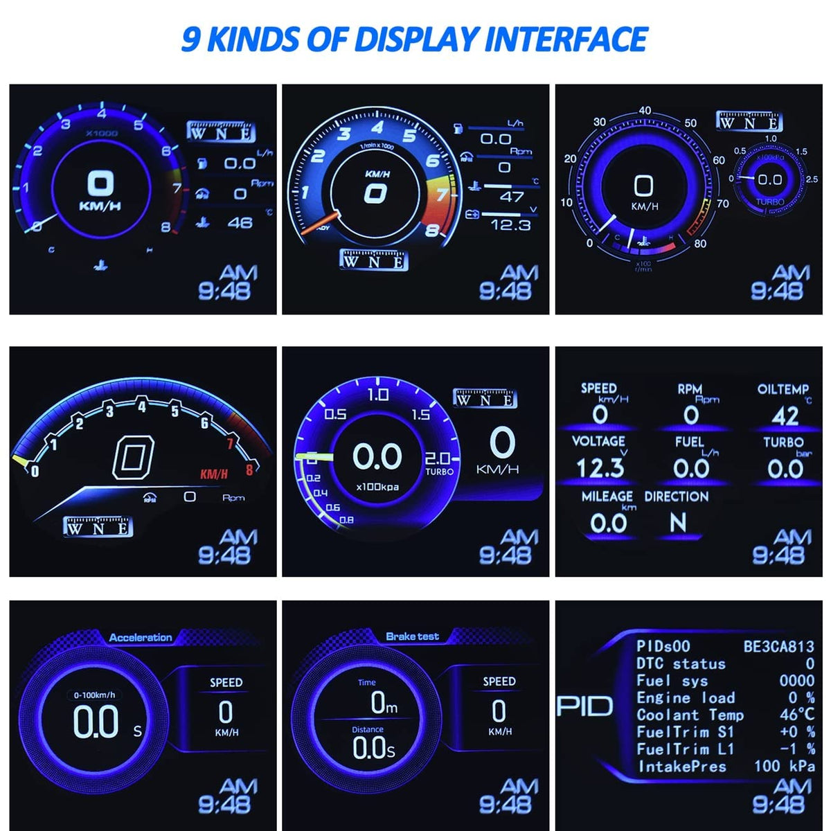 KAOLALI Car HUD Head Up Display, Car HUD Display for Digital OBD+GPS Dual System Smart Gauge Display MPH RPM Over Speeding Alarm for Most Cars After 2012