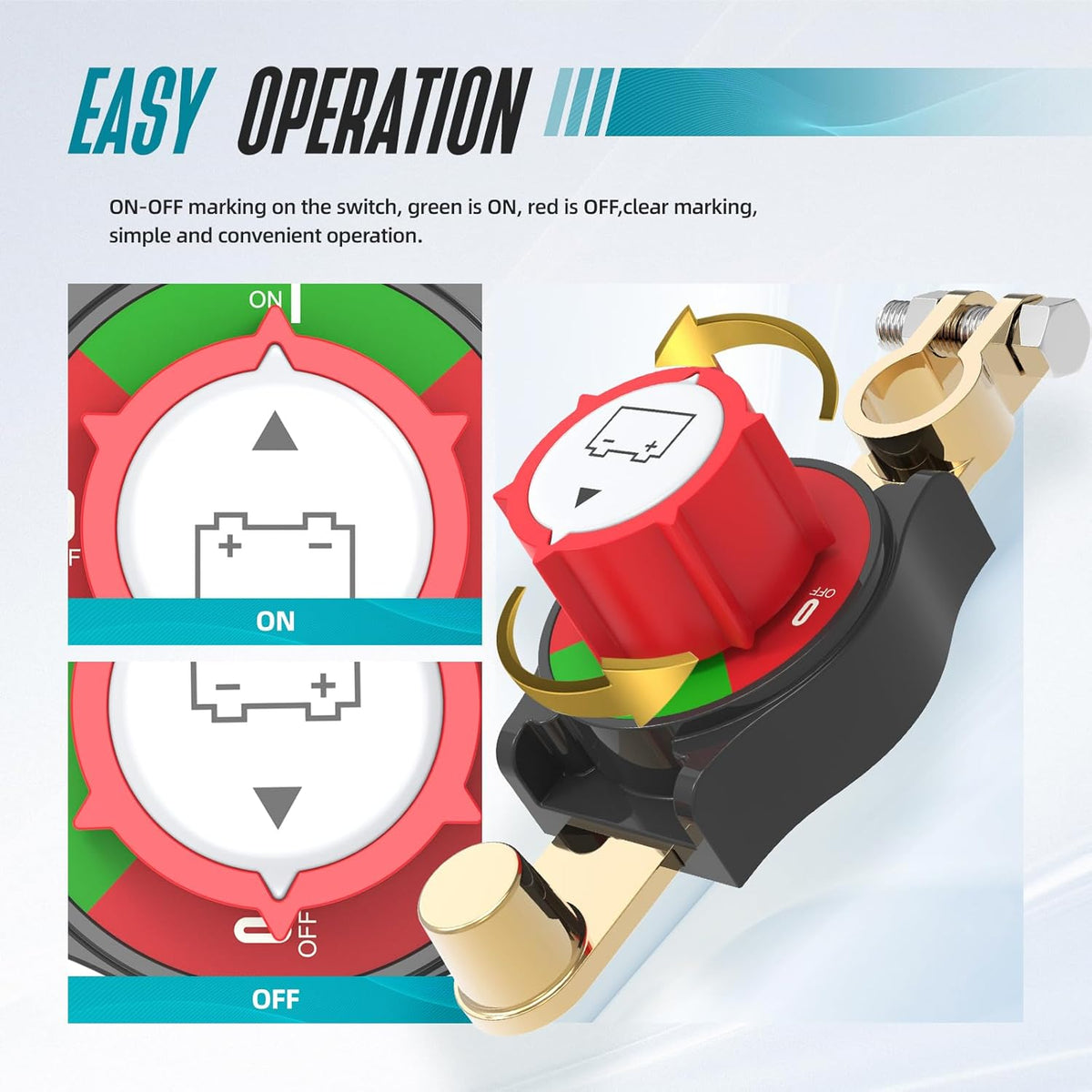 Top Post Battery Disconnect Switch On/Off 275A 12-48V Battery Power Cut Off Switch for Car Vehicle RV and Boat