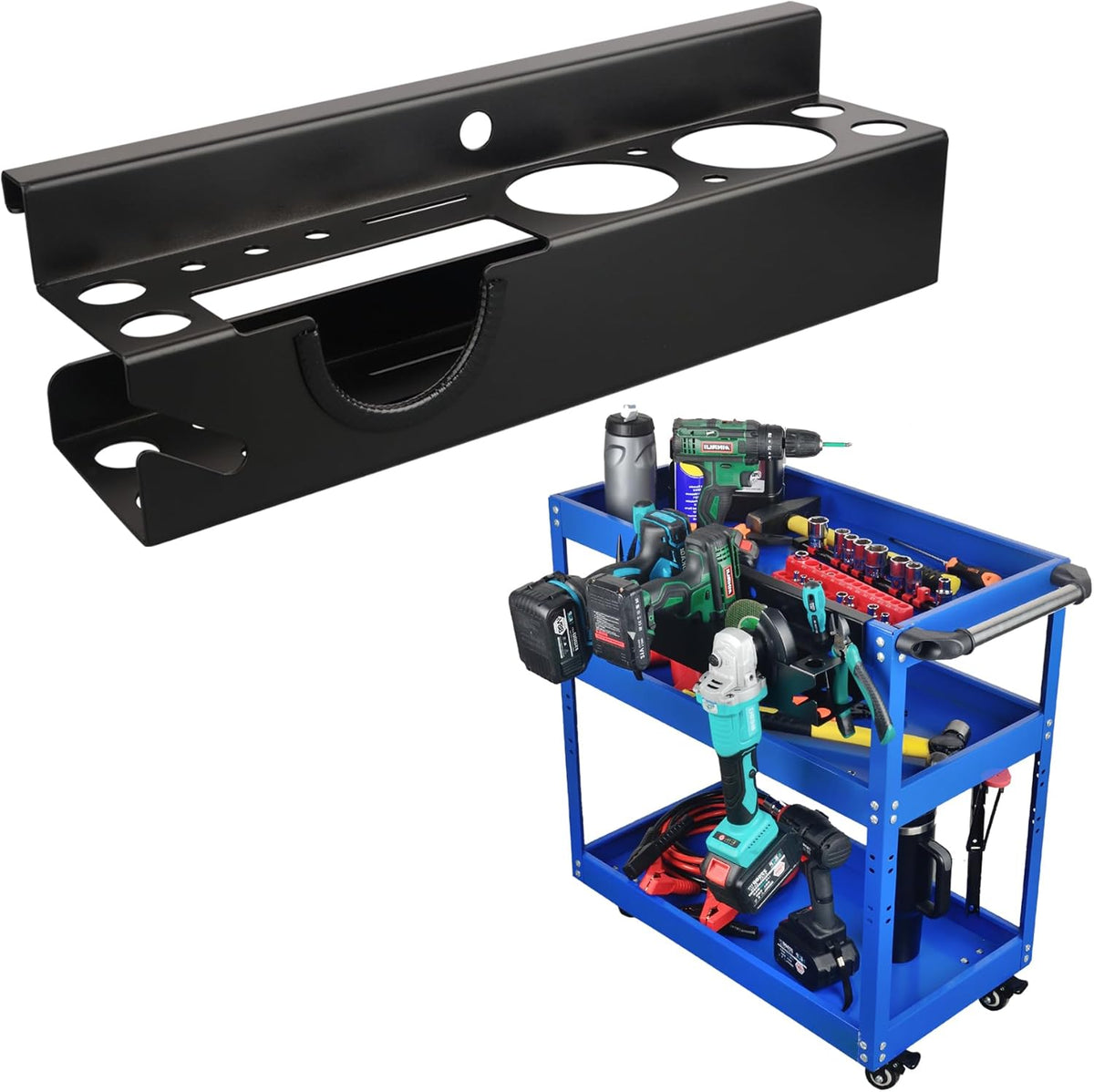 MUTUACTOR Power Tool Organizer,Heavy Duty Drill Driver Angle Grinder Holder,Quick Access Impact Drill Holder Tool Rack Utility for Rolling Tools Chest Utility Storage Carts