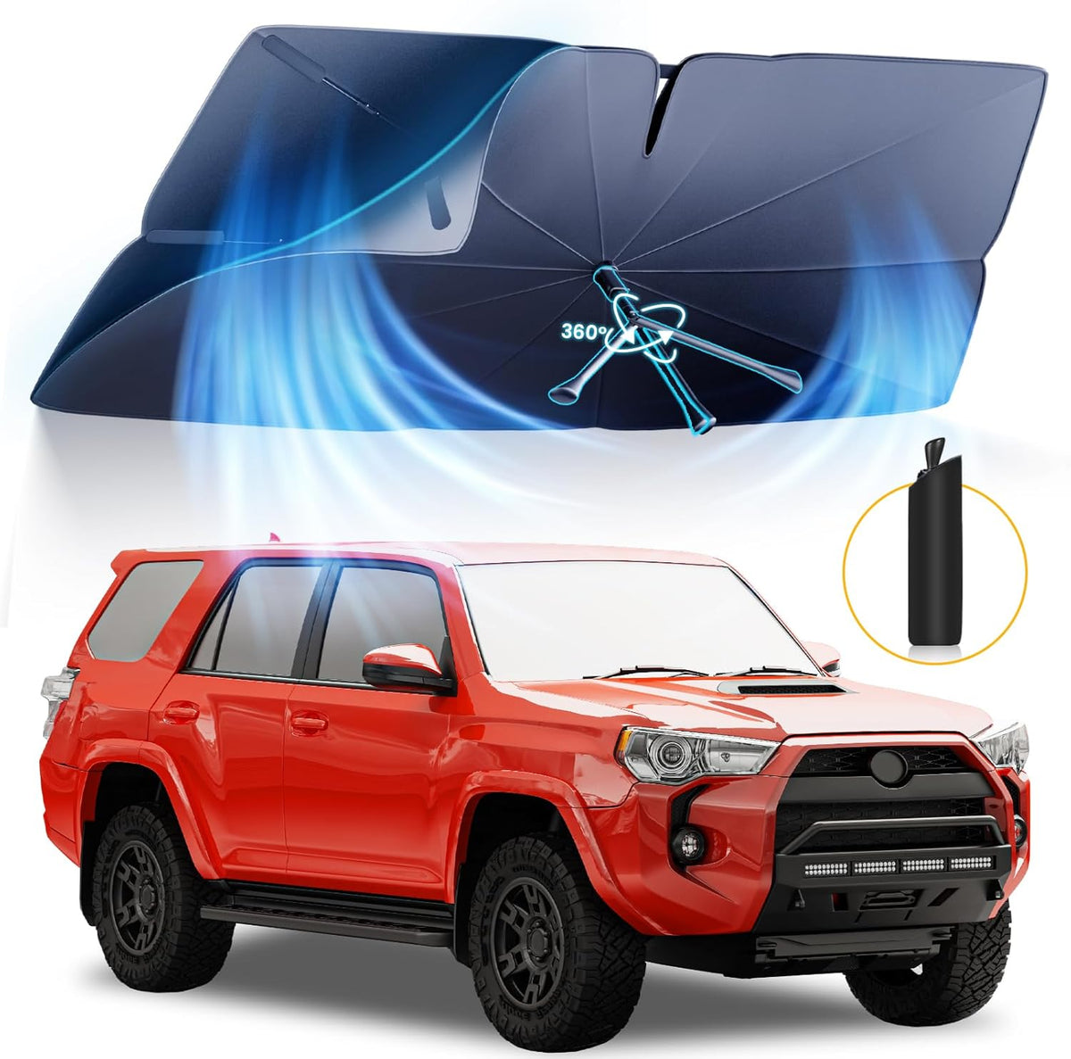 Windshield Sun Shade Umbrella: for Toyota 4Runner-2010-2025 - Front Car Window Shades - Double Thickened Foldable 4-Runner 2023 2024 Sunshades Block UV Keep Cool